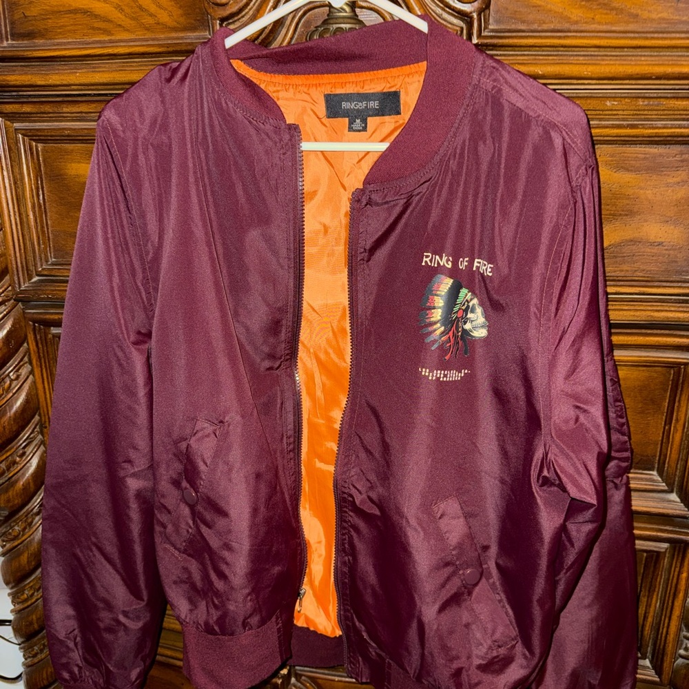 Ring of Fire Burgundy Jacket with Orange Lining